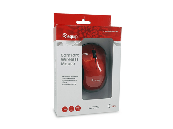 245113 mouse inalambrico equip comfort wireless mouse 1200dpi color rojo