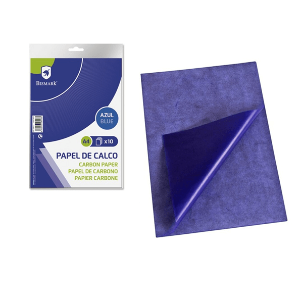 328513 papel de calco color azul a4-10 hojas bismark 328513