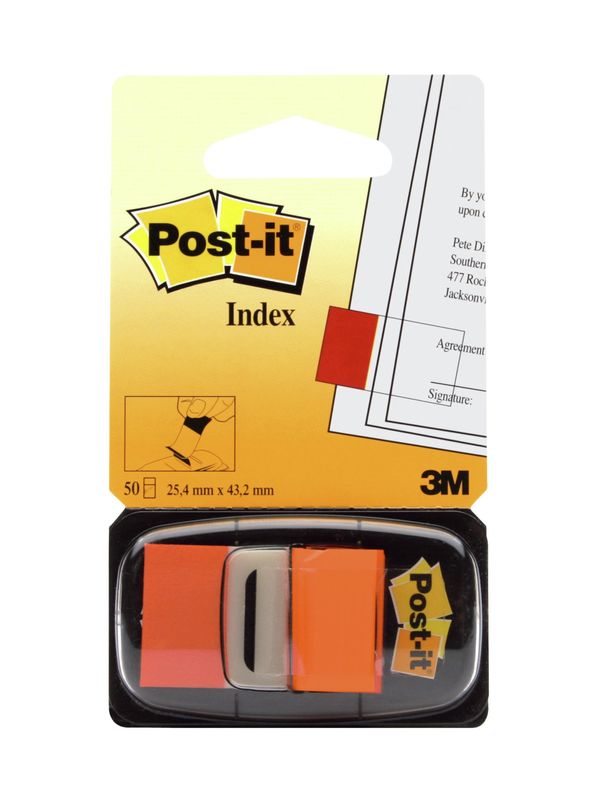 7000144932 blister dispensador 50 marcadores index naranja 25.4x43.2mm 680 4 post it 7000144932