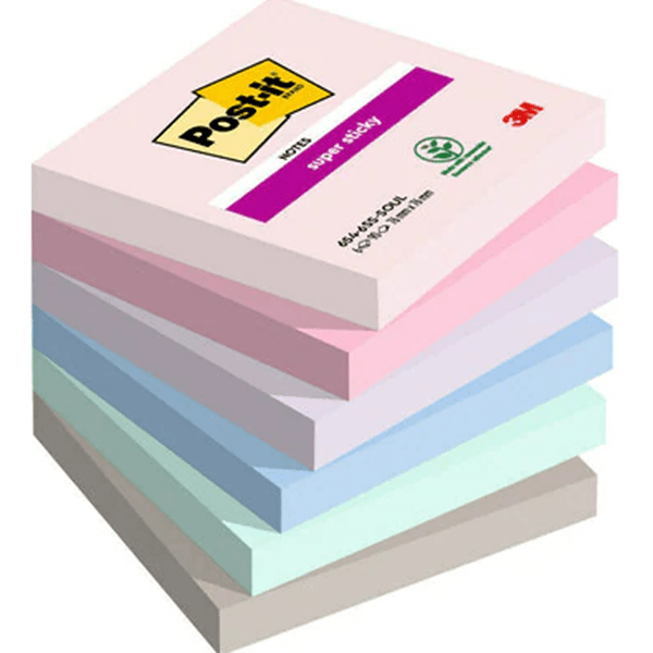 7100259204 pack 6 blocs 90 hojas notas adhesivas 76x76mm super sticky coleccion soulful 654 6ss soul post it 7100259204