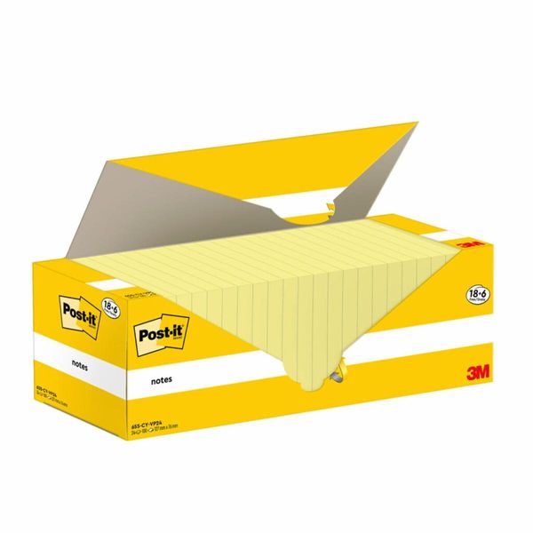 7100317836 pack 18 6 blocs 100 hojas notas adhesivas 76x127mm canary yellow caja carton 655 cy vp24 post it 7100317836