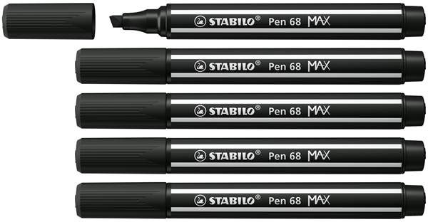 768/46 rotulador premium con punta de fibra biselada pen 68 max color negro stabilo 768-46