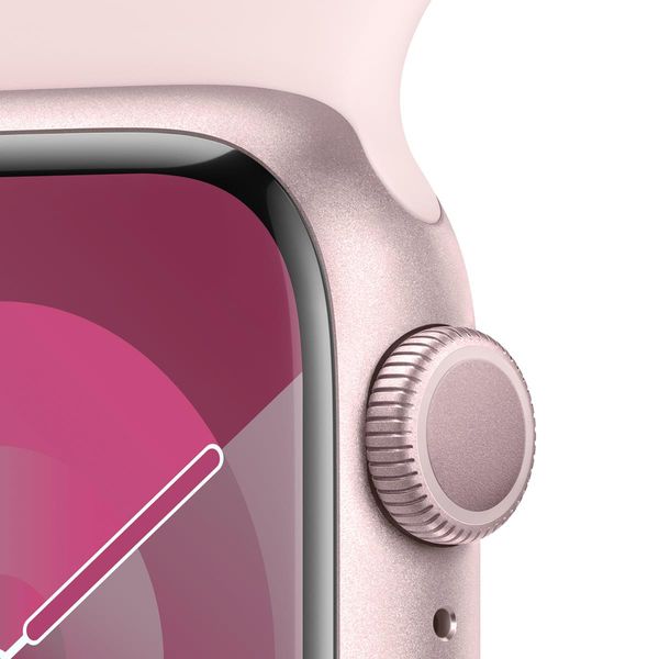 MR943QL_A apple watch series 9 gps 41mm pink aluminium case with light pink sport band m l