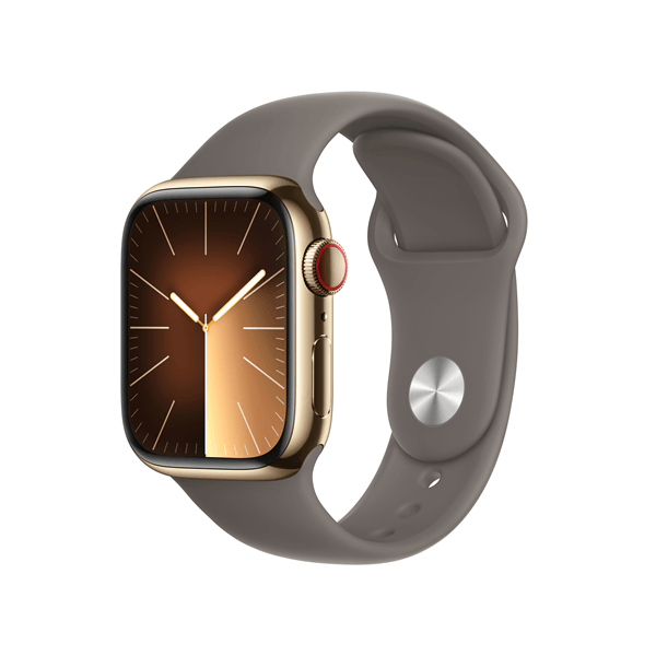 MRJ63QL/A apple watch series 9 gps-cellular 41mm gold stainless steel case with clay sport band-m-l