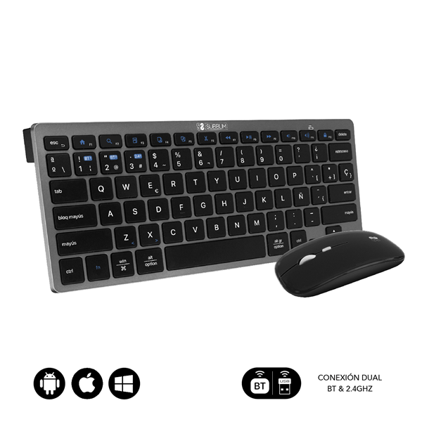 SUBKBC-OCO020 teclado-raton inalambrico subblim gris-negro