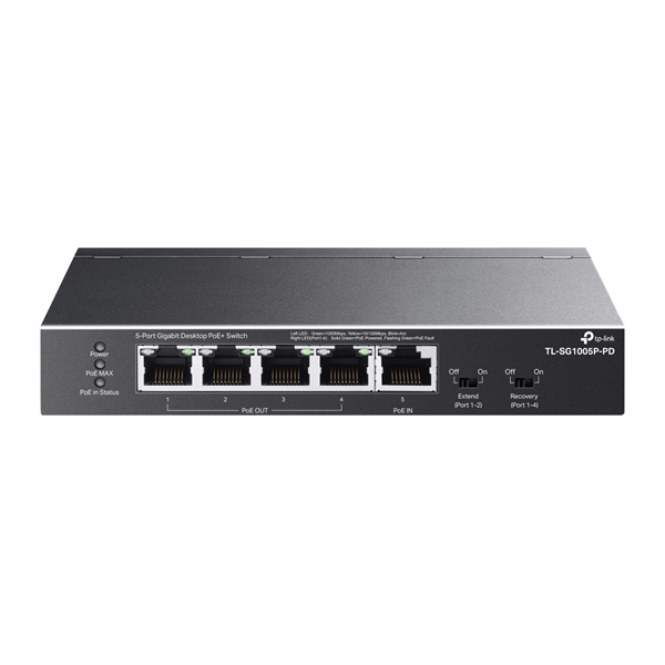 TL-SG1005P-PD switch no gestionable tp-link sg1005p-pd 1p giga poe--in y 4p poe-out sobremesa no rack carcasa me