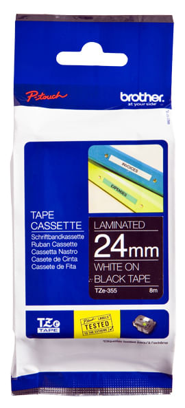 TZE355 cinta rotuladora negro blanco24