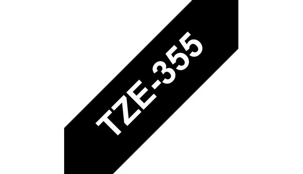 TZE355 cinta rotuladora negro blanco24